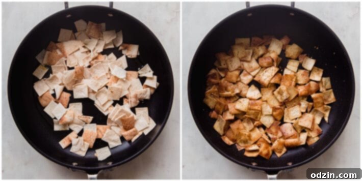 before and after of pita bread fried in oil