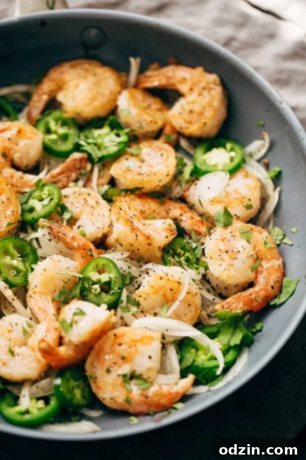 Jalapeno Salt and Pepper Shrimp - a simple 30 minute recipe for tender and sweet shrimp with a little kick! #jalapenoshrimp #sauteedshrimp #shrimp #saltandpeppershrimp | Littlespicejar.com