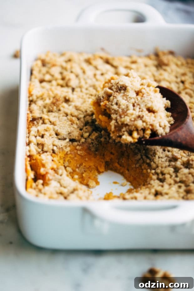 A bowl with creamy mashed sweet potatoes, ready for the casserole dish.